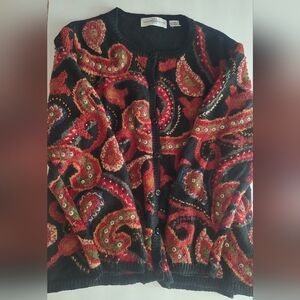 Marisa Christina Black and Red Patterned Vintage Button Down Grandmacore